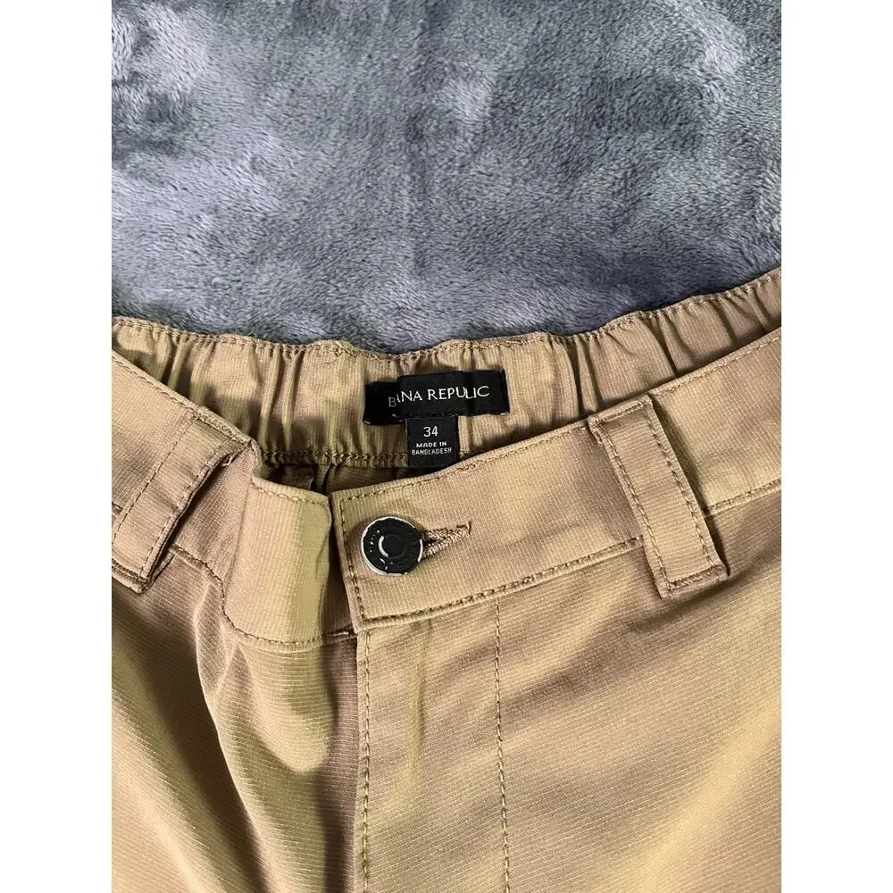 Banana Republic Shorts Size 34 Flat Front Tan Elastic Back Waist 1559922